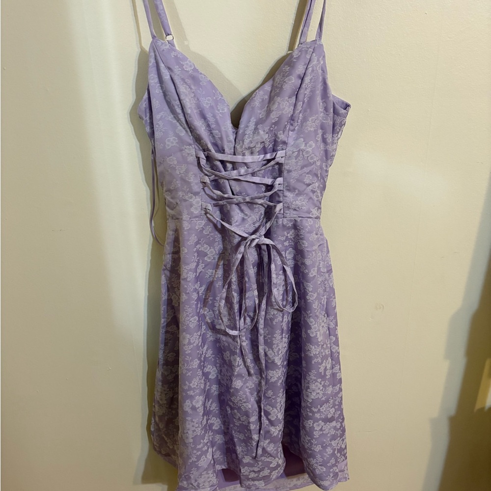 Lavender Lace-Up Dress for Teens